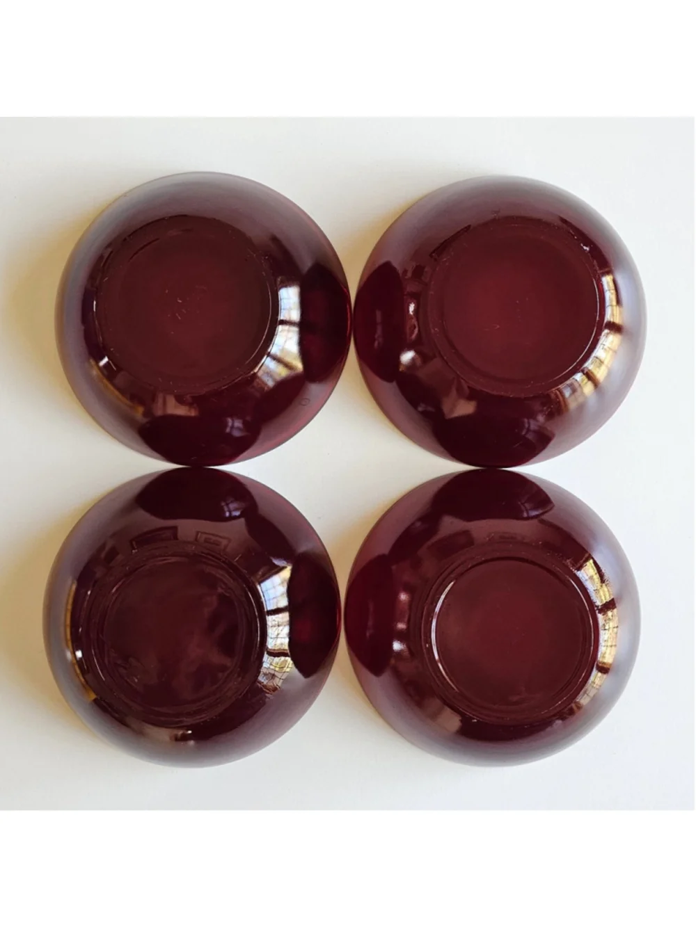 Vintage Anchor Hocking Ruby Red Glass Small Bowls – Set of 4 – 4.5